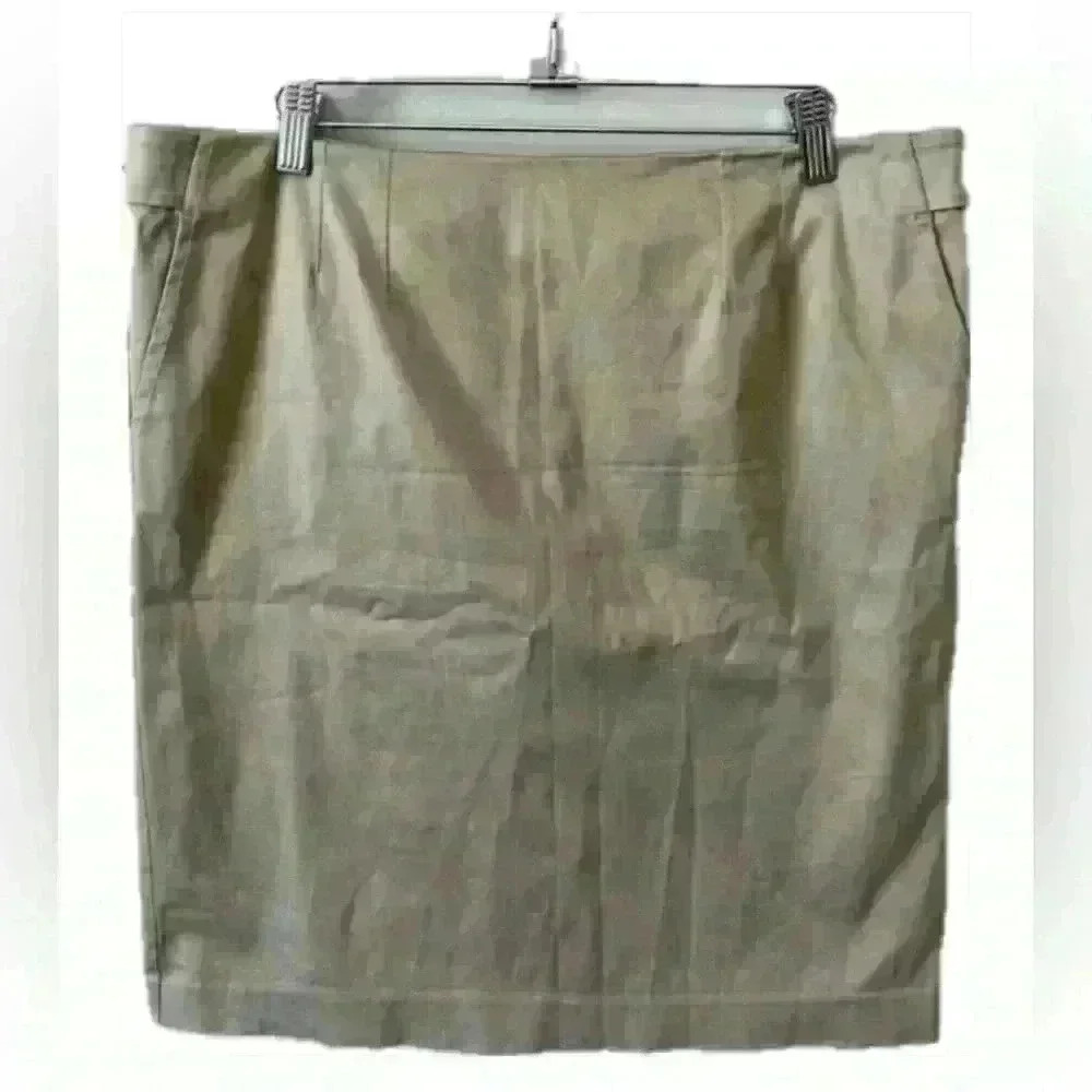 Tristan Khaki Slim Fit Pencil Skirt